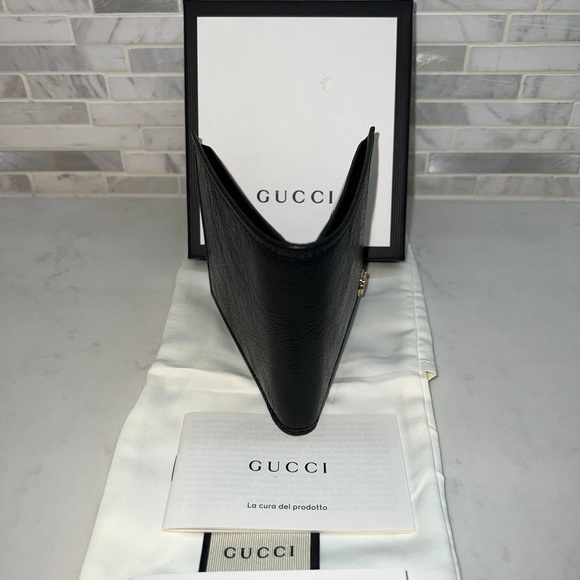 GUCCI MORPHEUS FLUFFY CALF-SKIN Calfskin Interlocking G Bi-Fold Wallet Black - Picture 4 of 7